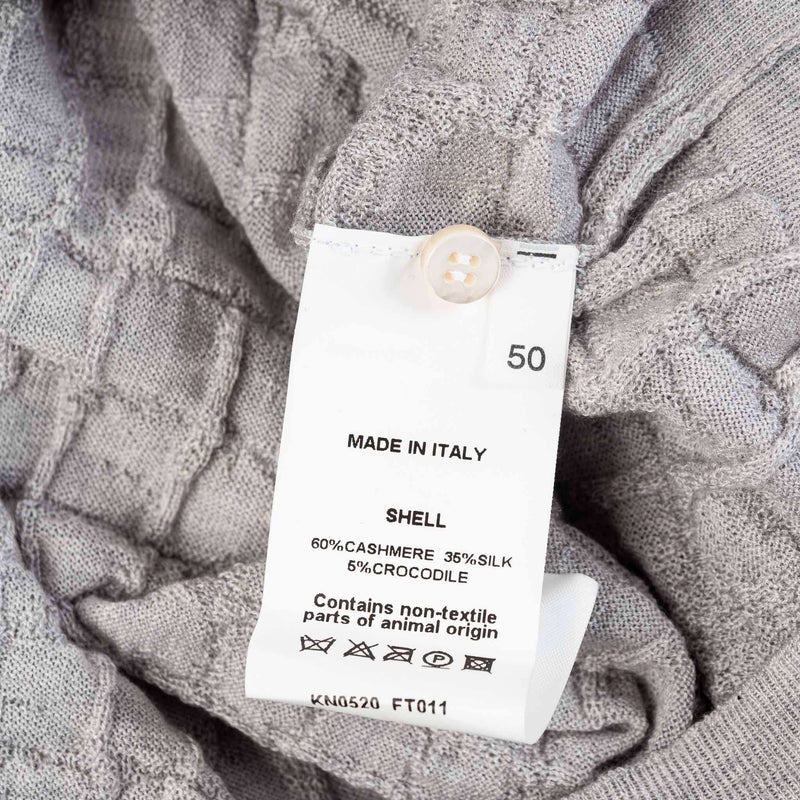 Hettabretz - Two Button Crocodile Insert Cashmere & Silk Polo Grey - T-Shirt | Outlet & Sale