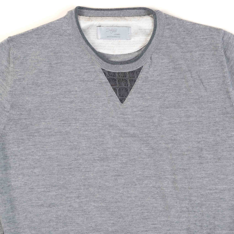 Hettabretz - Wool Sweater with Crocodile V Insert - Sweater | Outlet & Sale