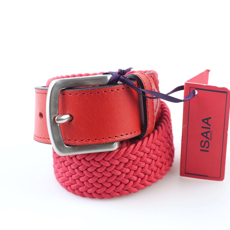 ISAIA - Classic Leather Belt - Cotton Silver Buckle - Belt | Outlet & Sale