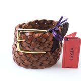 ISAIA - Classic Woven Leather Belt Gold Buckle - Belt | Outlet & Sale