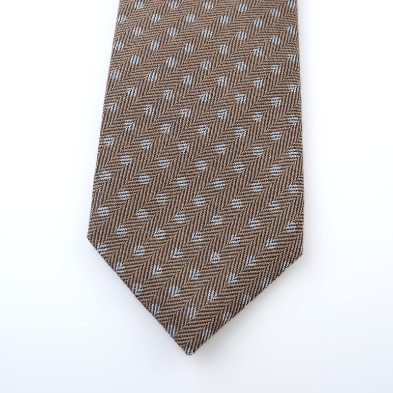 ISAIA - Tie "7 Fold" Brown Points "Woven" Stripes - Tie | Outlet & Sale