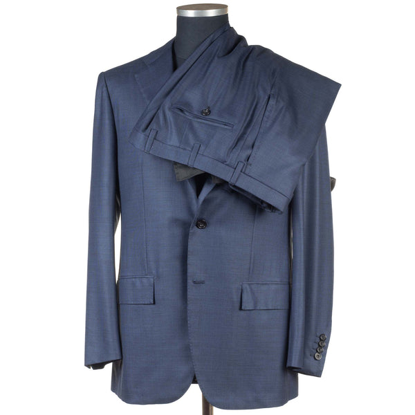 Kiton - 100% 160's Wool Dark Blue Birdseye Suit - Suit | Outlet & Sale