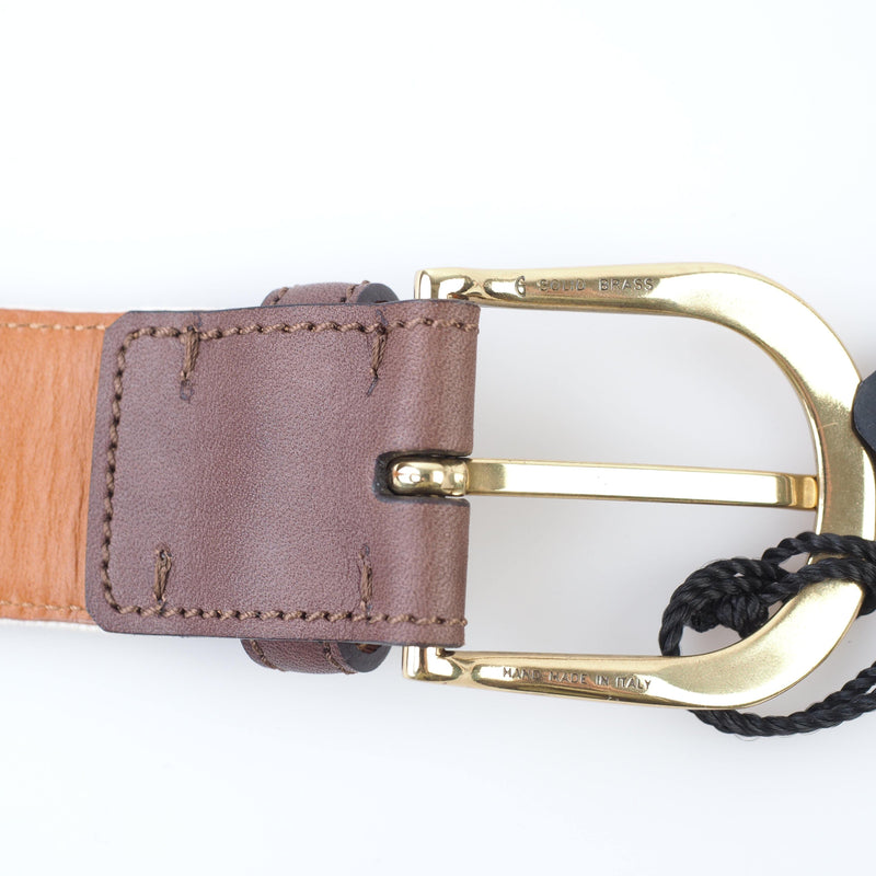 Kiton - Casual Leather Canvas Belt Gold Buckle - Belt | Outlet & Sale