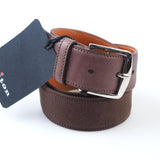 Kiton - Casual Leather Canvas Belt Silver Buckle - Belt | Outlet & Sale