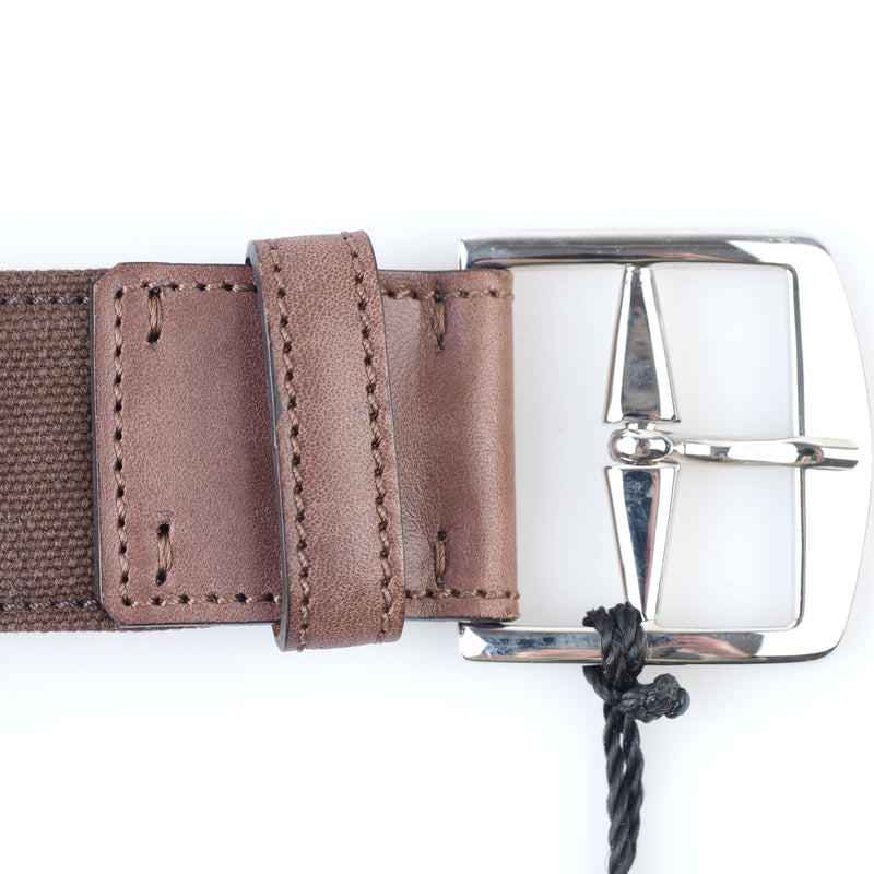 Kiton - Casual Leather Canvas Belt Silver Buckle - Belt | Outlet & Sale