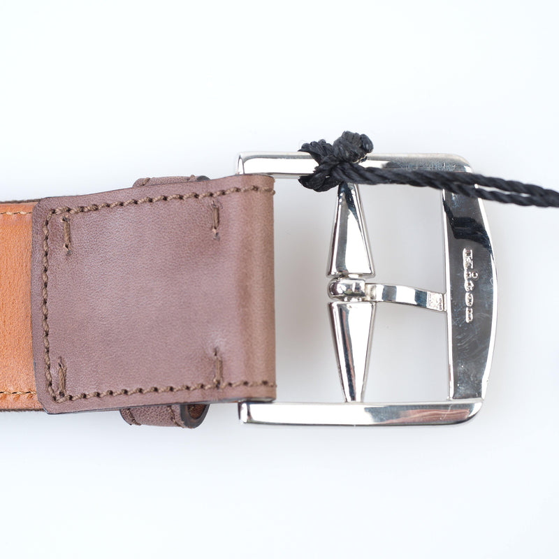 Kiton - Casual Leather Canvas Belt Silver Buckle - Belt | Outlet & Sale