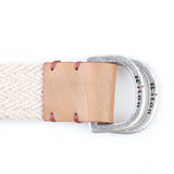 Kiton - Casual Leather Cotton Belt Silver Buckle - Belt | Outlet & Sale