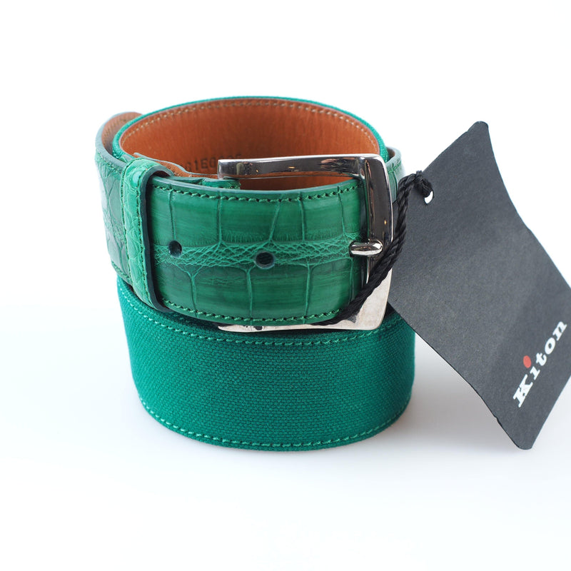 Kiton - Classic Alligator Leather Belt Silver Buckle - Belt | Outlet & Sale