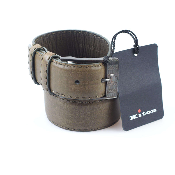 Kiton - Classic Leather Belt Stirlingsilver Buckle - Belt | Outlet & Sale