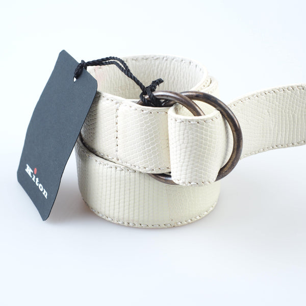 Kiton - Classic Leather Lizard Belt Stirlingsilver O-Ring - Belt | Outlet & Sale