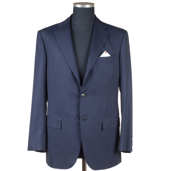 Kiton - Wool & Cashmere Dark Blue Solid Suit - Suit | Outlet & Sale