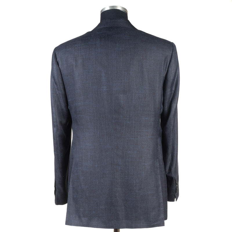 Kiton - Wool, Cashmere & Linen Dark Blue Checked Suit - Suit | Outlet & Sale