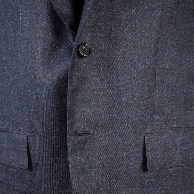 Kiton - Wool, Cashmere & Linen Dark Blue Checked Suit - Suit | Outlet & Sale