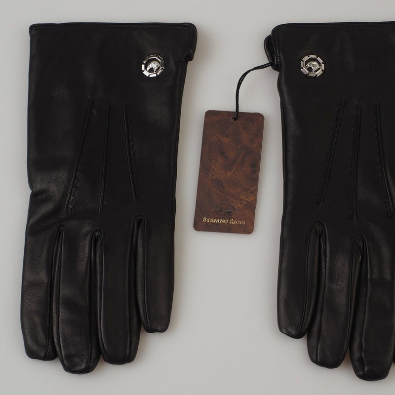 Stefano Ricci - Leather gloves Cashmere lining Eagle logo - Gloves | Outlet & Sale