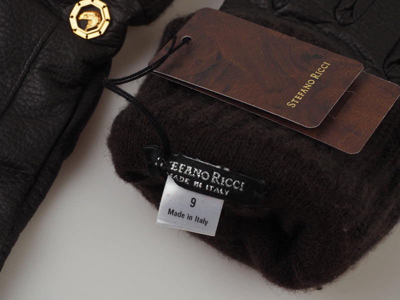 Stefano Ricci - Leather gloves Cashmere lining Eagle logo - Gloves | Outlet & Sale